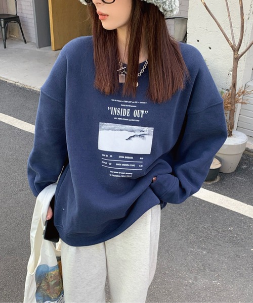meJane（ミージェーン）の「レタリングロゴフォトプリントロンT（Tシャツ/カットソー・レディース・ホワイト/ネイビー/グレー・FREE）」の13枚目の写真