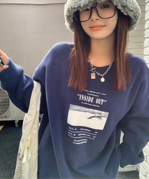 meJane（ミージェーン）の「レタリングロゴフォトプリントロンT（Tシャツ/カットソー・レディース・ホワイト/ネイビー/グレー・FREE）」の15枚目の写真