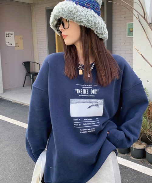 meJane（ミージェーン）の「レタリングロゴフォトプリントロンT（Tシャツ/カットソー・レディース・ホワイト/ネイビー/グレー・FREE）」の16枚目の写真
