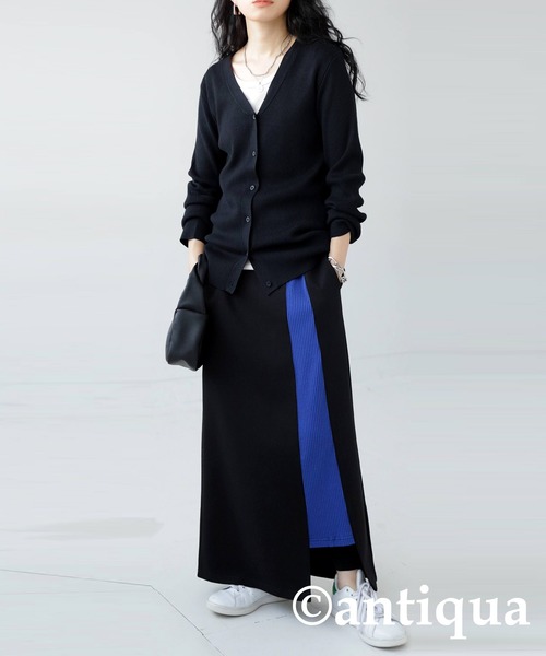 細見え叶う！リブ編みＶネックカーディガン