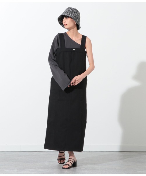 Settimissimo（セッティミッシモ）の「サイドスリットカツラギジャンパースカート（ジャンパースカート・レディース・ブラック/キナリ・FREE）」の9枚目の写真