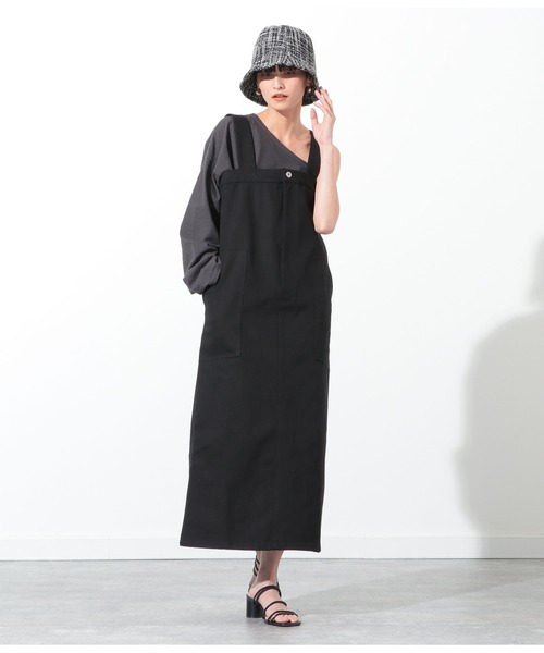 Settimissimo（セッティミッシモ）の「サイドスリットカツラギジャンパースカート（ジャンパースカート・レディース・ブラック/キナリ・FREE）」の11枚目の写真