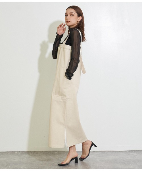 Settimissimo（セッティミッシモ）の「サイドスリットカツラギジャンパースカート（ジャンパースカート・レディース・ブラック/キナリ・FREE）」の18枚目の写真