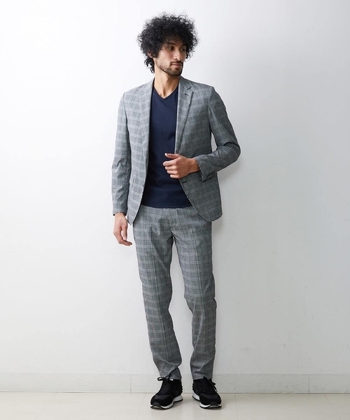 MICHEL KLEIN HOMME (ミッシェルクランオム)の「チェック柄サッカージャケット(テーラードジャケット・メンズ・ライトブルー/ブルー・MEDIUM/LARGE/X-LARGE)」の3枚目の写真