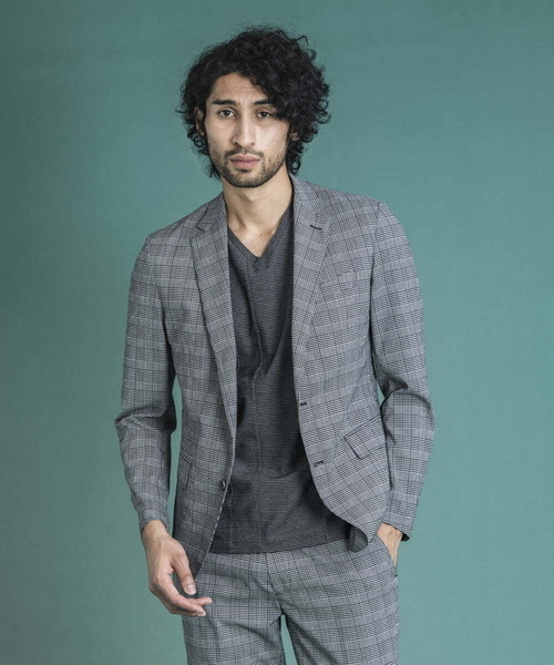 MICHEL KLEIN HOMME (ミッシェルクランオム)の「チェック柄サッカージャケット(テーラードジャケット・メンズ・ライトブルー/ブルー・MEDIUM/LARGE/X-LARGE)」の5枚目の写真