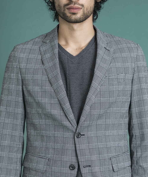 MICHEL KLEIN HOMME (ミッシェルクランオム)の「チェック柄サッカージャケット(テーラードジャケット・メンズ・ライトブルー/ブルー・MEDIUM/LARGE/X-LARGE)」の8枚目の写真