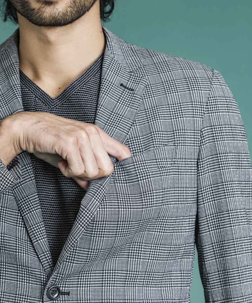 MICHEL KLEIN HOMME (ミッシェルクランオム)の「チェック柄サッカージャケット(テーラードジャケット・メンズ・ライトブルー/ブルー・MEDIUM/LARGE/X-LARGE)」の9枚目の写真