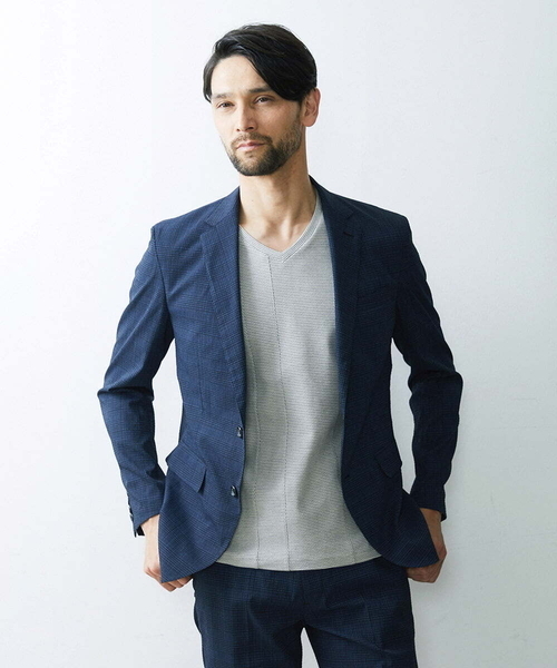 MICHEL KLEIN HOMME (ミッシェルクランオム)の「チェック柄サッカージャケット(テーラードジャケット・メンズ・ライトブルー/ブルー・MEDIUM/LARGE/X-LARGE)」の17枚目の写真