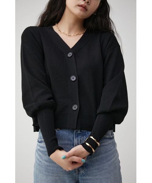 moussy V NECK SHORT カーディガン BLACK BY MOUSSY | washable v neck cardigan (ニット ) |SHEL'TTER