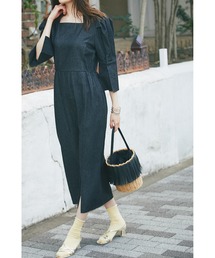 袖コンシャスデニムワンピース