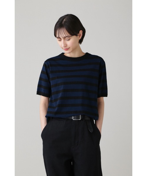 MHL.(エムエイチエル)の「COTTON LINEN STRIPE JERSEY(Tシャツ/カットソー・レディース・ベージュ系その他2/ブルー・2)」の2枚目の写真