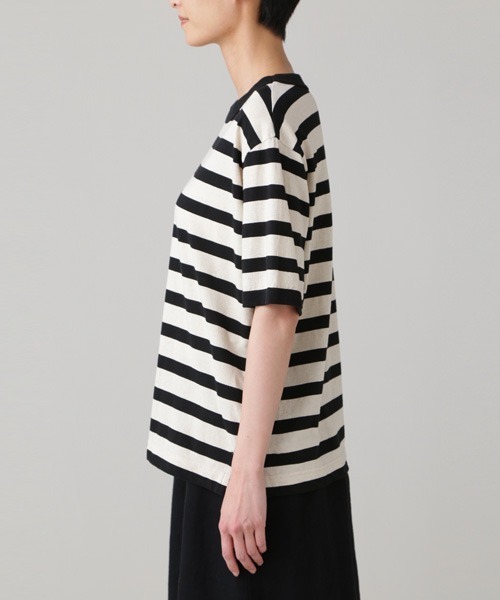 MHL.(エムエイチエル)の「COTTON LINEN STRIPE JERSEY(Tシャツ/カットソー・レディース・ベージュ系その他2/ブルー・2)」の10枚目の写真