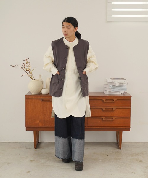 Air Tokyo（エアートウキョー）の「オーバーサイズ クルーネックベスト [ 無地 & ゴブラン柄 ]（ベスト・メンズ・ベージュ系その他/チャコールグレー/ブラック系その他/ブラック・MEDIUM/LARGE）」の17枚目の写真