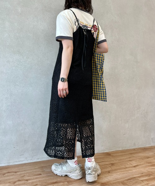 CPCM（シーピーシーエム）の「ブロックレースキャミワンピ（ワンピース・レディース・オフホワイト/ブラック/アイボリー・FREE）」の6枚目の写真