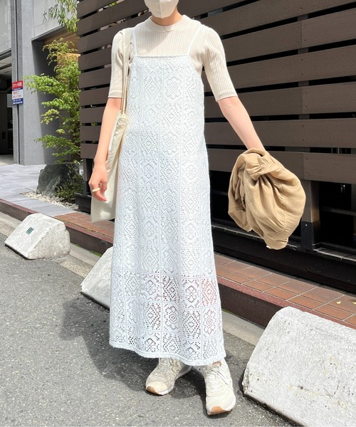 CPCM（シーピーシーエム）の「ブロックレースキャミワンピ（ワンピース・レディース・オフホワイト/ブラック/アイボリー・FREE）」の14枚目の写真