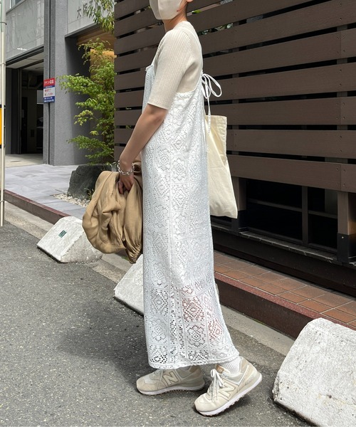 CPCM（シーピーシーエム）の「ブロックレースキャミワンピ（ワンピース・レディース・オフホワイト/ブラック/アイボリー・FREE）」の9枚目の写真