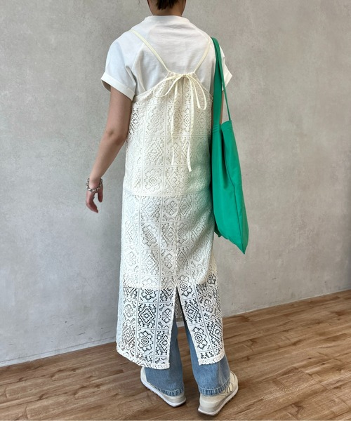 CPCM（シーピーシーエム）の「ブロックレースキャミワンピ（ワンピース・レディース・オフホワイト/ブラック/アイボリー・FREE）」の4枚目の写真