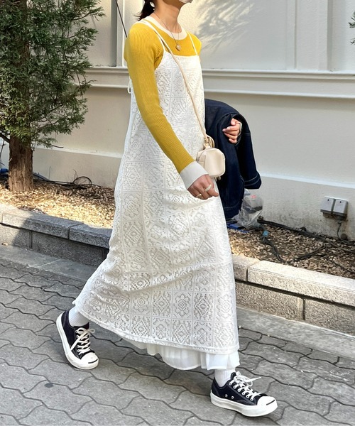 CPCM（シーピーシーエム）の「ブロックレースキャミワンピ（ワンピース・レディース・オフホワイト/ブラック/アイボリー・FREE）」の16枚目の写真