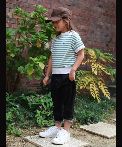 FITH(フィス)の「ボーダー 半袖リブTシャツ(Tシャツ/カットソー・キッズ・グリーン/グレー/ブラック・130/140)」の7枚目の写真