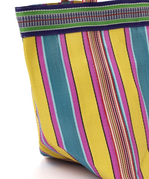 NE QUITTEZ PAS!（ヌキテパ）の「(ne Quittez pas)マルチストライプメッシュワイドトートバッグ（トートバッグ・レディース・ピンク/イエロー・FREE）」の12枚目の写真