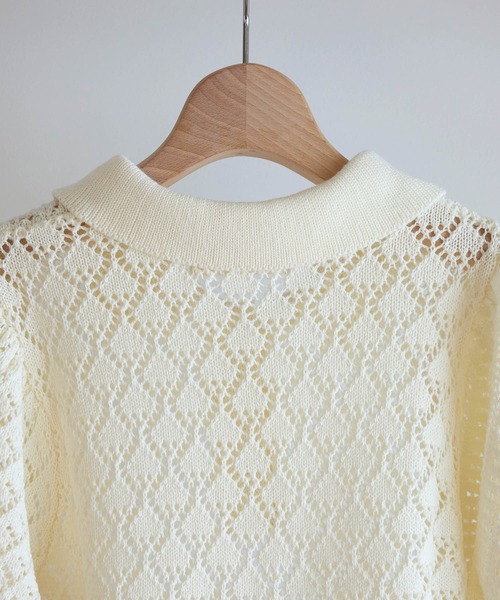 EFOLE（エフォル）の「透かし編み サマー ポロ ニット（ニット/セーター・レディース・ラベンダー/オフホワイト/オレンジ系その他2・FREE）」の8枚目の写真