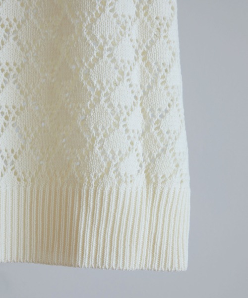 EFOLE（エフォル）の「透かし編み サマー ポロ ニット（ニット/セーター・レディース・ラベンダー/オフホワイト/オレンジ系その他2・FREE）」の5枚目の写真