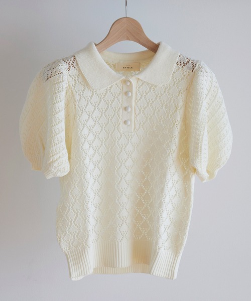 EFOLE（エフォル）の「透かし編み サマー ポロ ニット（ニット/セーター・レディース・ラベンダー/オフホワイト/オレンジ系その他2・FREE）」の20枚目の写真
