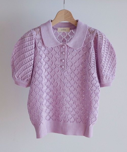 EFOLE（エフォル）の「透かし編み サマー ポロ ニット（ニット/セーター・レディース・ラベンダー/オフホワイト/オレンジ系その他2・FREE）」の18枚目の写真