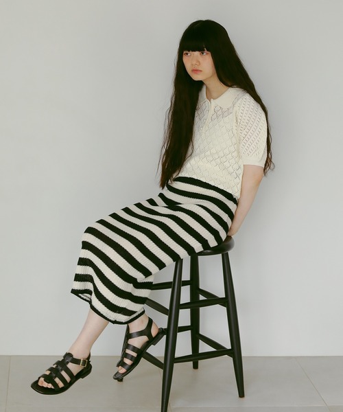 EFOLE（エフォル）の「透かし編み サマー ポロ ニット（ニット/セーター・レディース・ラベンダー/オフホワイト/オレンジ系その他2・FREE）」の11枚目の写真