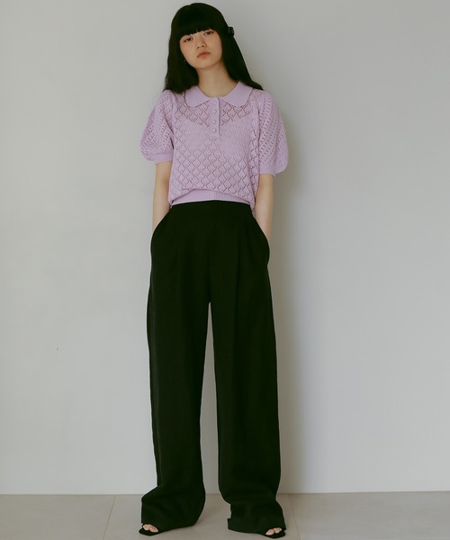 EFOLE（エフォル）の「透かし編み サマー ポロ ニット（ニット/セーター・レディース・ラベンダー/オフホワイト/オレンジ系その他2・FREE）」の14枚目の写真