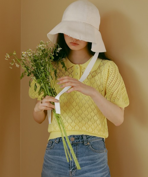 EFOLE（エフォル）の「透かし編み サマー ポロ ニット（ニット/セーター・レディース・ラベンダー/オフホワイト/オレンジ系その他2・FREE）」の16枚目の写真