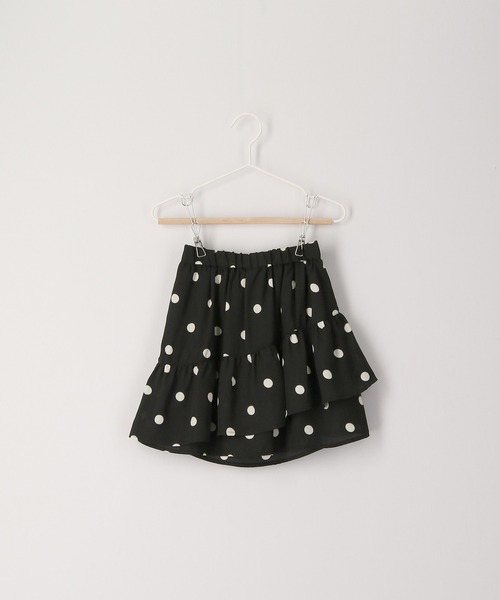 ROPE' PICNIC(ロペピクニック)の「【KIDS】リンクコーデ/ドット柄アシメントリーフリルスカート(スカート・キッズ・ブラック/ベージュ・110/120/130/140/150)」の4枚目の写真