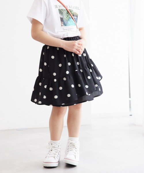 ROPE' PICNIC(ロペピクニック)の「【KIDS】リンクコーデ/ドット柄アシメントリーフリルスカート(スカート・キッズ・ブラック/ベージュ・110/120/130/140/150)」の13枚目の写真
