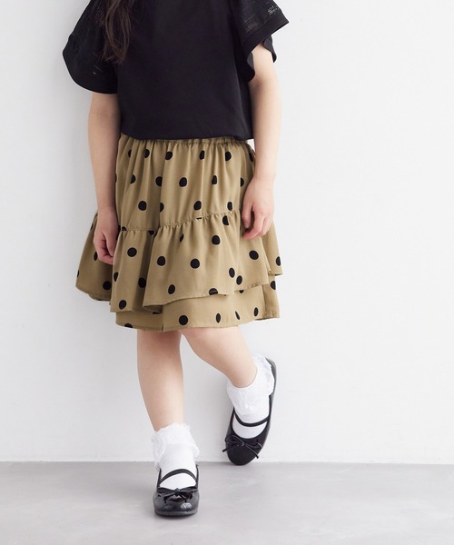 ROPE' PICNIC(ロペピクニック)の「【KIDS】リンクコーデ/ドット柄アシメントリーフリルスカート(スカート・キッズ・ブラック/ベージュ・110/120/130/140/150)」の19枚目の写真