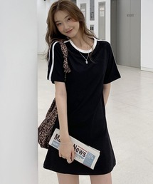 袖ラインTシャツワンピース