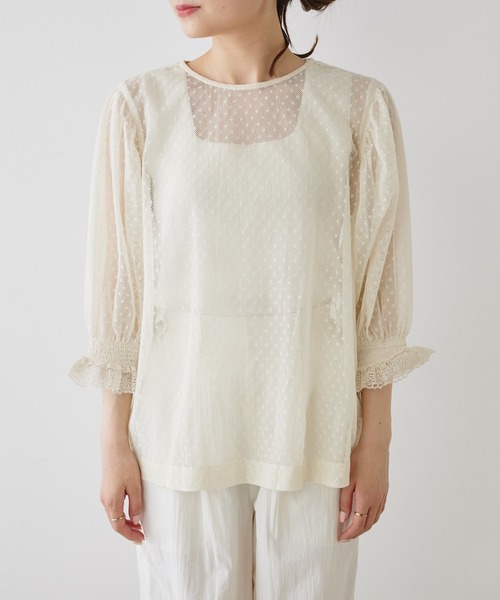 クロシェット風レースブラウス | PUAL CE CIN(ピュアルセシン