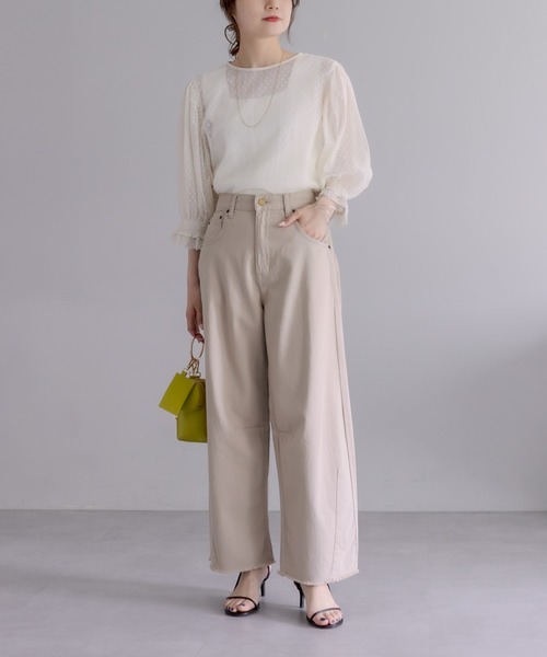 PUAL CE CIN（ピュアルセシン）の「水玉インドレースブラウス（シャツ/ブラウス・レディース・ブラック/オフホワイト・FREE）」の3枚目の写真