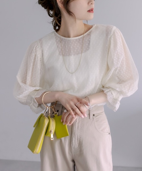 PUAL CE CIN（ピュアルセシン）の「水玉インドレースブラウス（シャツ/ブラウス・レディース・ブラック/オフホワイト・FREE）」の21枚目の写真