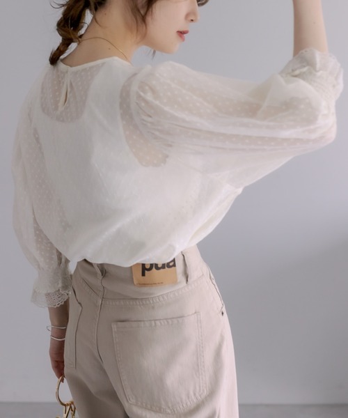 PUAL CE CIN（ピュアルセシン）の「水玉インドレースブラウス（シャツ/ブラウス・レディース・ブラック/オフホワイト・FREE）」の11枚目の写真