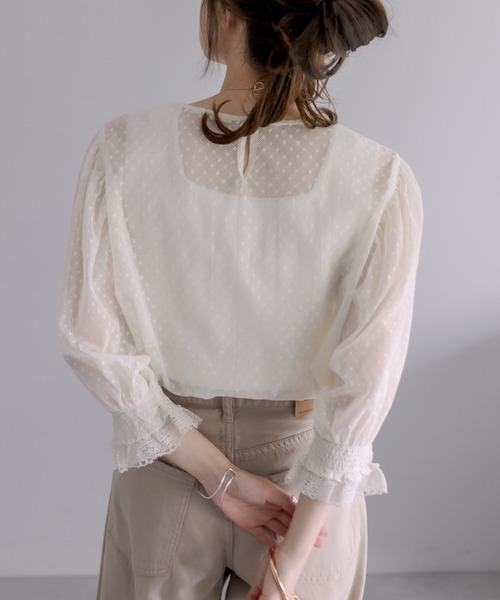 PUAL CE CIN（ピュアルセシン）の「水玉インドレースブラウス（シャツ/ブラウス・レディース・ブラック/オフホワイト・FREE）」の6枚目の写真