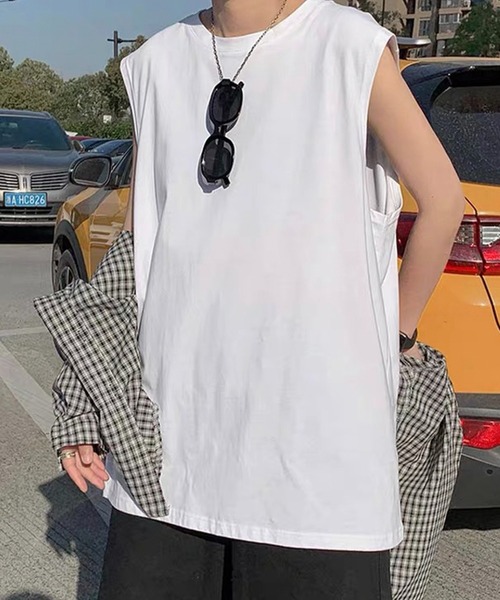 Anchor Smith(アンカー スミス)の「ビッグシルエットノースリーブTシャツ(タンクトップ・メンズ・スミクロ/ブラック/ホワイト・L/M)」の4枚目の写真