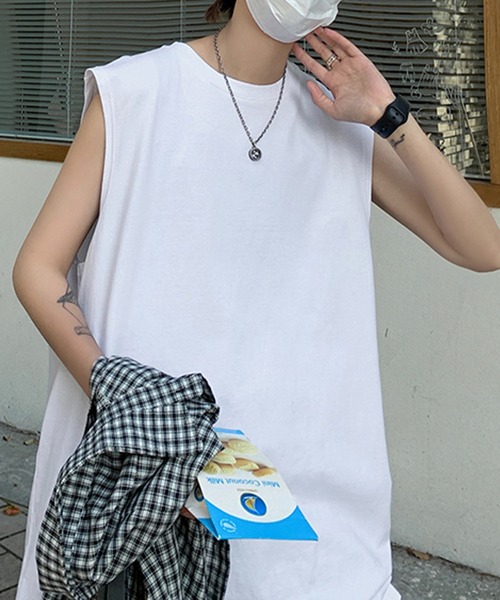 Anchor Smith(アンカー スミス)の「ビッグシルエットノースリーブTシャツ(タンクトップ・メンズ・スミクロ/ブラック/ホワイト・L/M)」の5枚目の写真