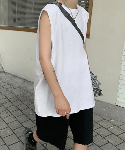 Anchor Smith(アンカー スミス)の「ビッグシルエットノースリーブTシャツ(タンクトップ・メンズ・スミクロ/ブラック/ホワイト・L/M)」の6枚目の写真