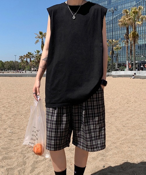 Anchor Smith(アンカー スミス)の「ビッグシルエットノースリーブTシャツ(タンクトップ・メンズ・スミクロ/ブラック/ホワイト・L/M)」の10枚目の写真