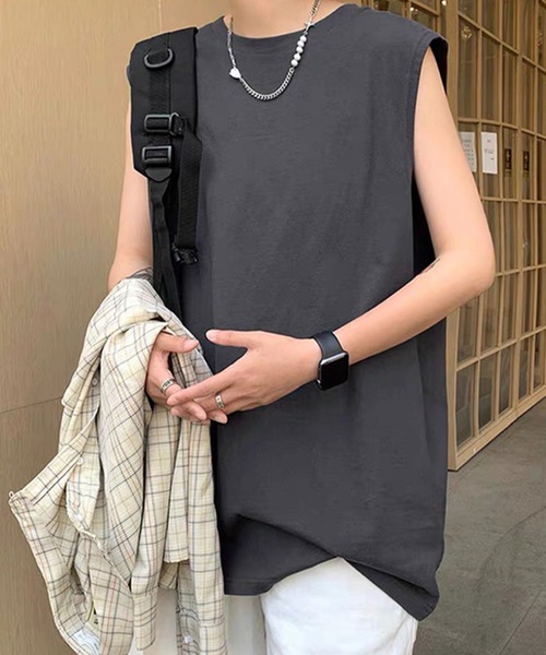 Anchor Smith(アンカー スミス)の「ビッグシルエットノースリーブTシャツ(タンクトップ・メンズ・スミクロ/ブラック/ホワイト・L/M)」の13枚目の写真