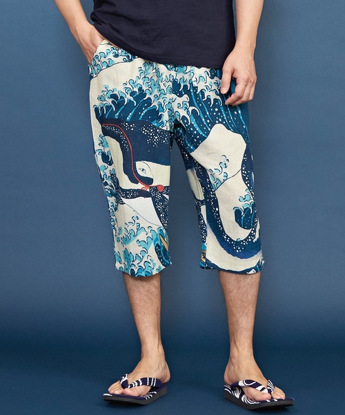カヤ（カヤ）の「【カヤ】浮世絵メンズパンツ ステテコ（その他パンツ・メンズ・ブラック/ブルー/レッド/ホワイト/ダークネイビー/ベージュ/ネイビー/ダークグレー/ダークベージュ・FREE）」の6枚目の写真