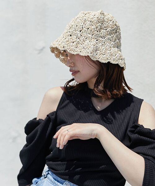 MAJESTIC LEGON（マジェスティックレゴン）の「クラフトペーパーハット（ハット・レディース・オートミール/ブラック・FREE）」の2枚目の写真