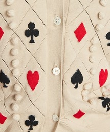 希少 ダブルクロージング トランプ柄 カーディガン ニット ベージュ ダブスタ 希少 ダブルクロージング トランプ柄 カーディガン ニット ベージュ