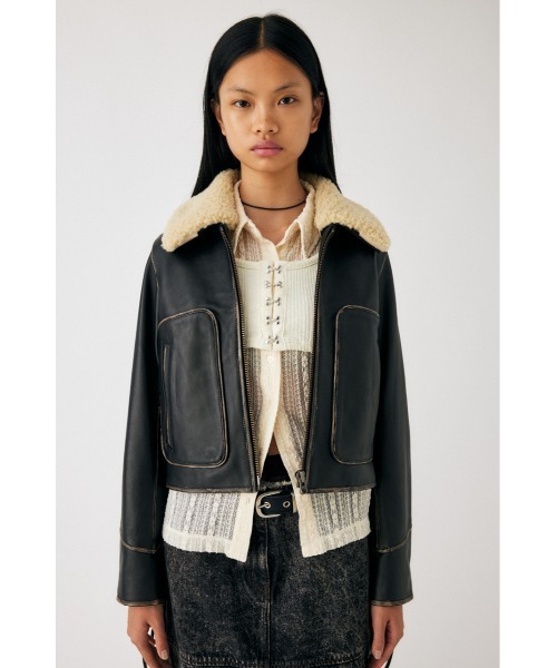 MOUSSY(マウジー)の「LEATHER COMPACT FLIGHT ジャケット(ライダースジャケット・レディース・ブラック・FREE)」の2枚目の写真
