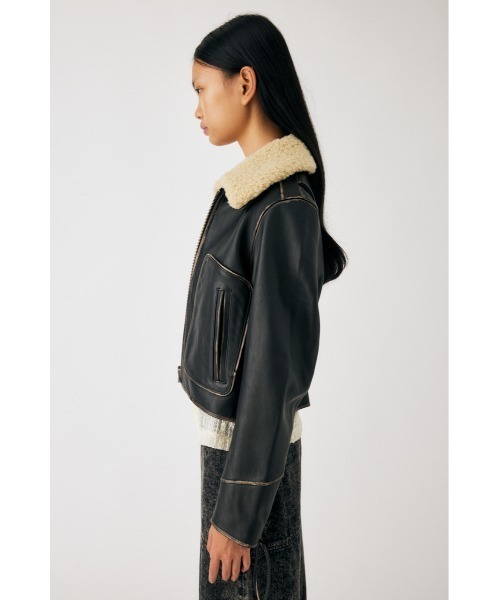 MOUSSY(マウジー)の「LEATHER COMPACT FLIGHT ジャケット(ライダースジャケット・レディース・ブラック・FREE)」の4枚目の写真